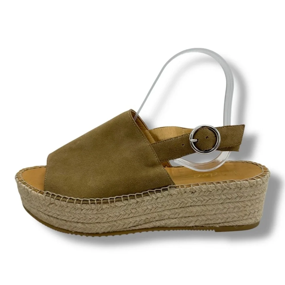 Lidea by Lori Women Tan Suede Espadrille Platform Slingback‎ Sandals Size 10.5